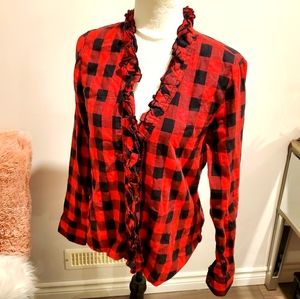 Ruffle checkered lumberjack shirt